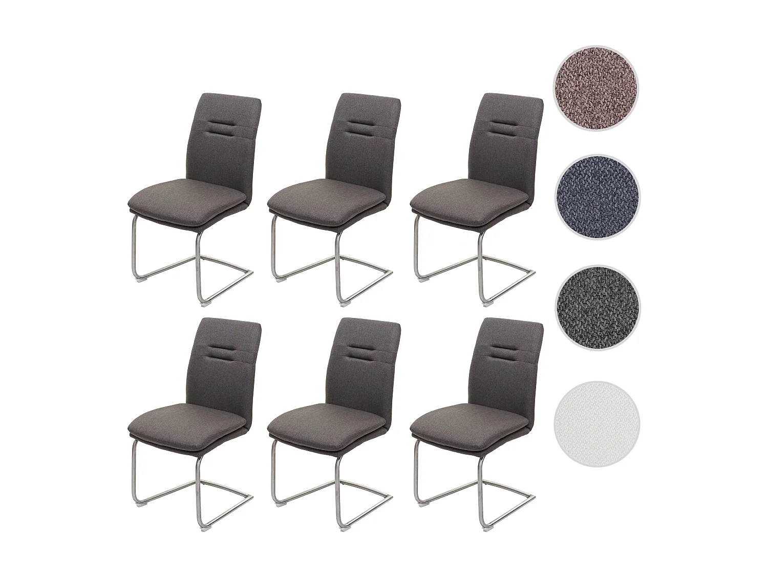 Chaise de salle à manger MCW-H70 (lot de 6),  gris brun