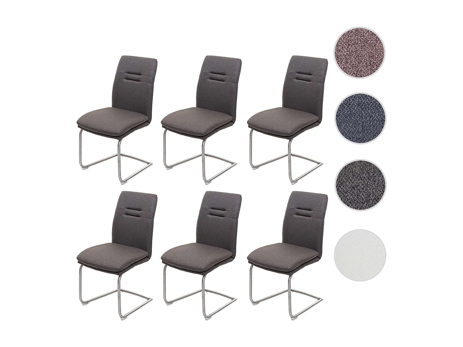 Chaise de salle à manger MCW-H70 (lot de 6),  gris brun