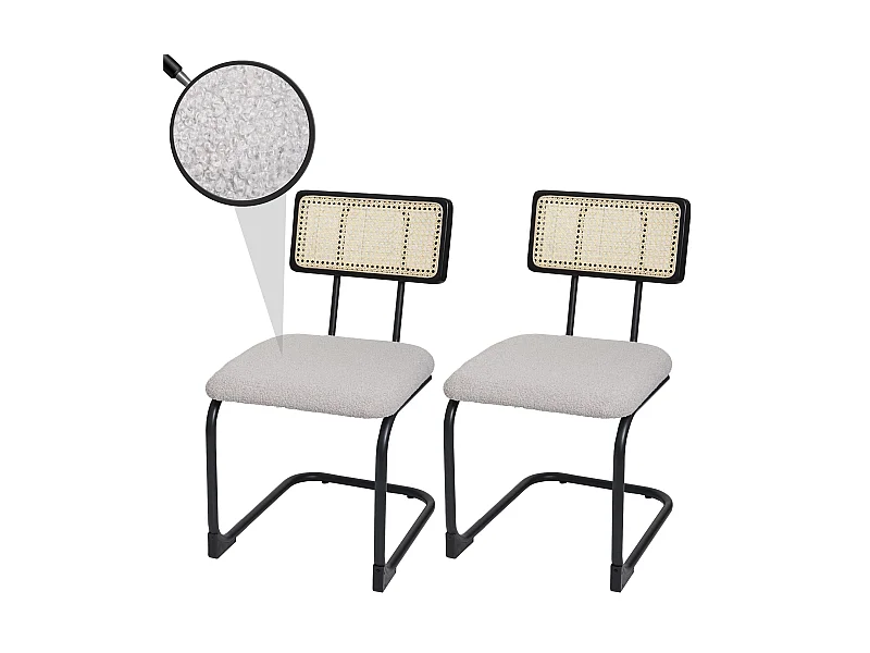 Silla basculante MCW-K88 (juego de 2),  tela/textil gris claro