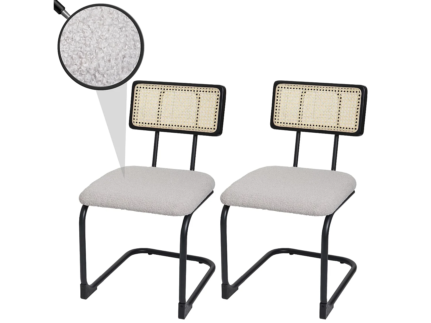 Chaise à piétement luge MCW-K88 (lot de 2),  tissu/textile gris clair