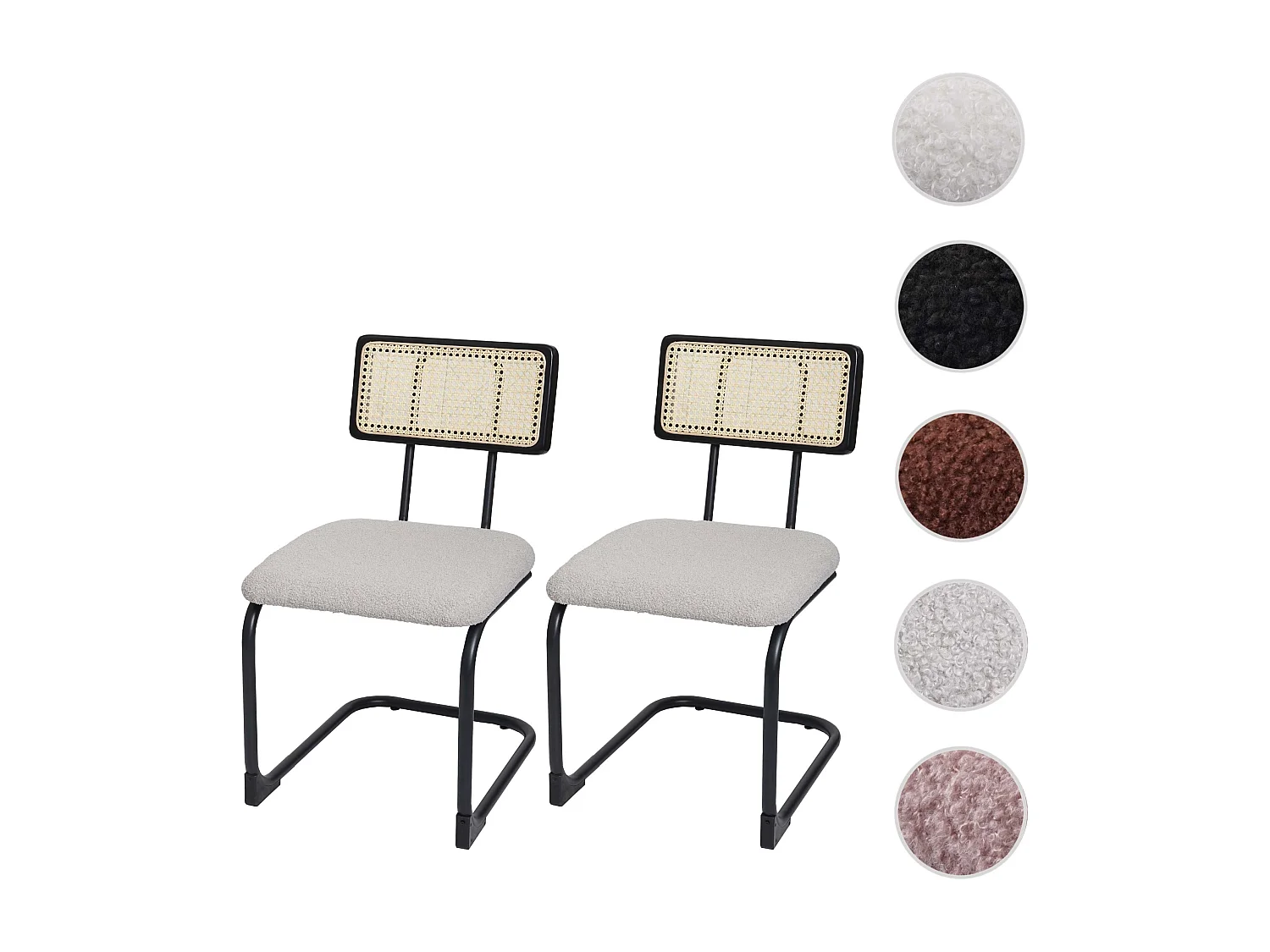 Chaise à piétement luge MCW-K88 (lot de 2),  tissu/textile gris clair