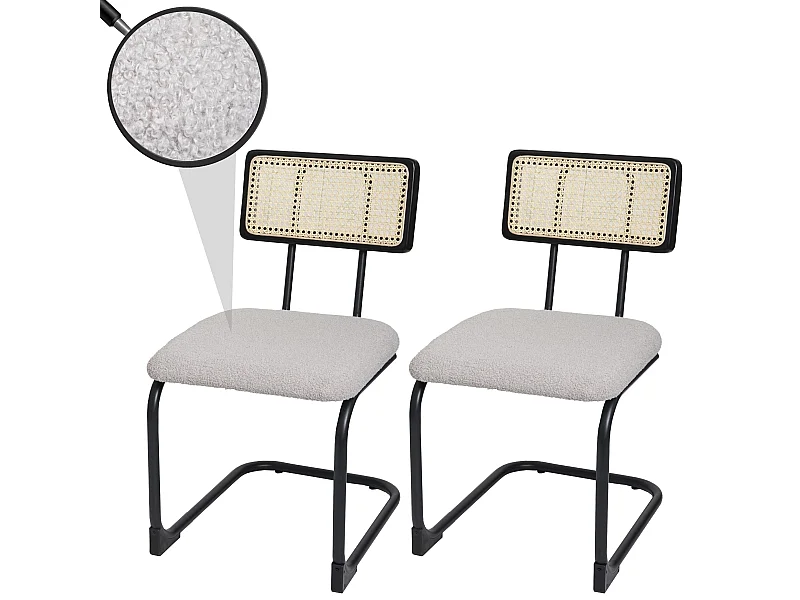 Freischwinger-Stuhl MCW-K88 (2er-Set), Stoff/Textil hellgrau