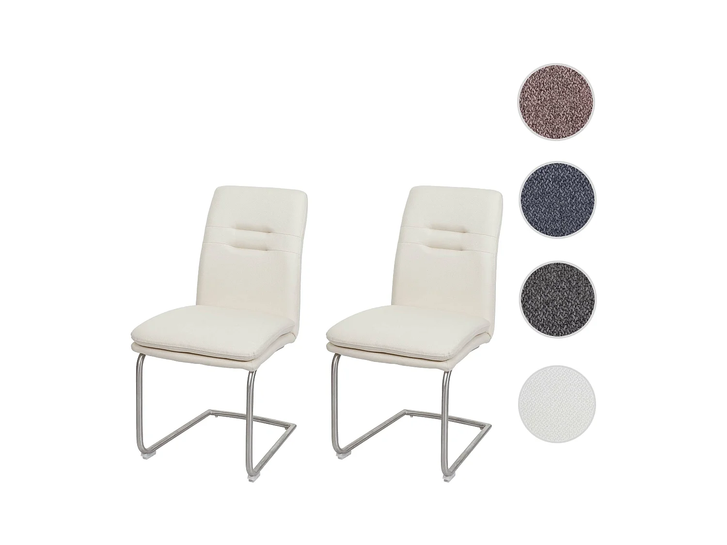 Set 2x sedie sala pranzo soggiorno cucina moderno MCW-H70 struttura a slitta tessuto avorio