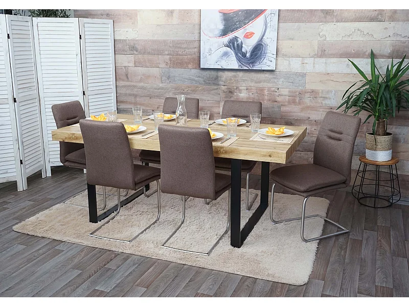 Set 6x sedie sala pranzo soggiorno cucina moderno MCW-H70 struttura a slitta tessuto marrone