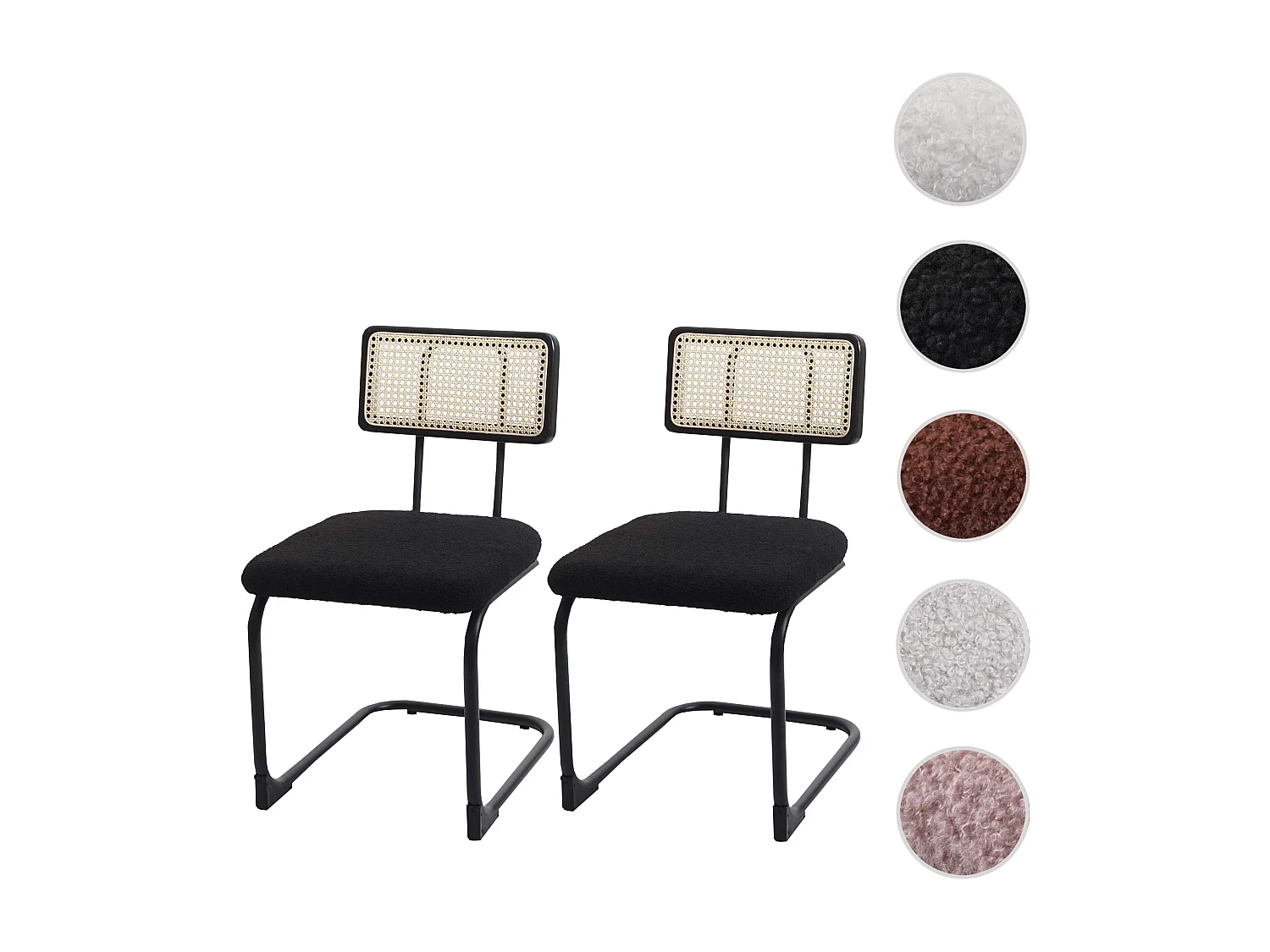 Chaise à piétement luge MCW-K88 (lot de 2),  tissu/textile noir