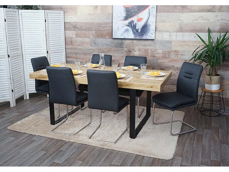 Silla de comedor MCW-H70 (juego de 6),  gris oscuro