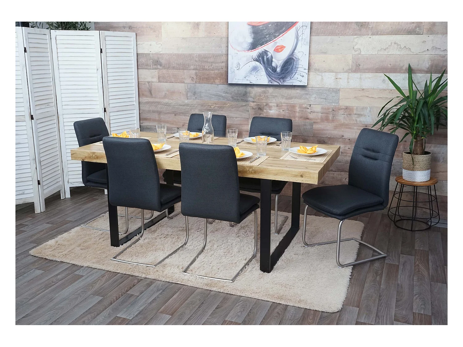 Chaise de salle à manger MCW-H70 (lot de 6),  gris foncé