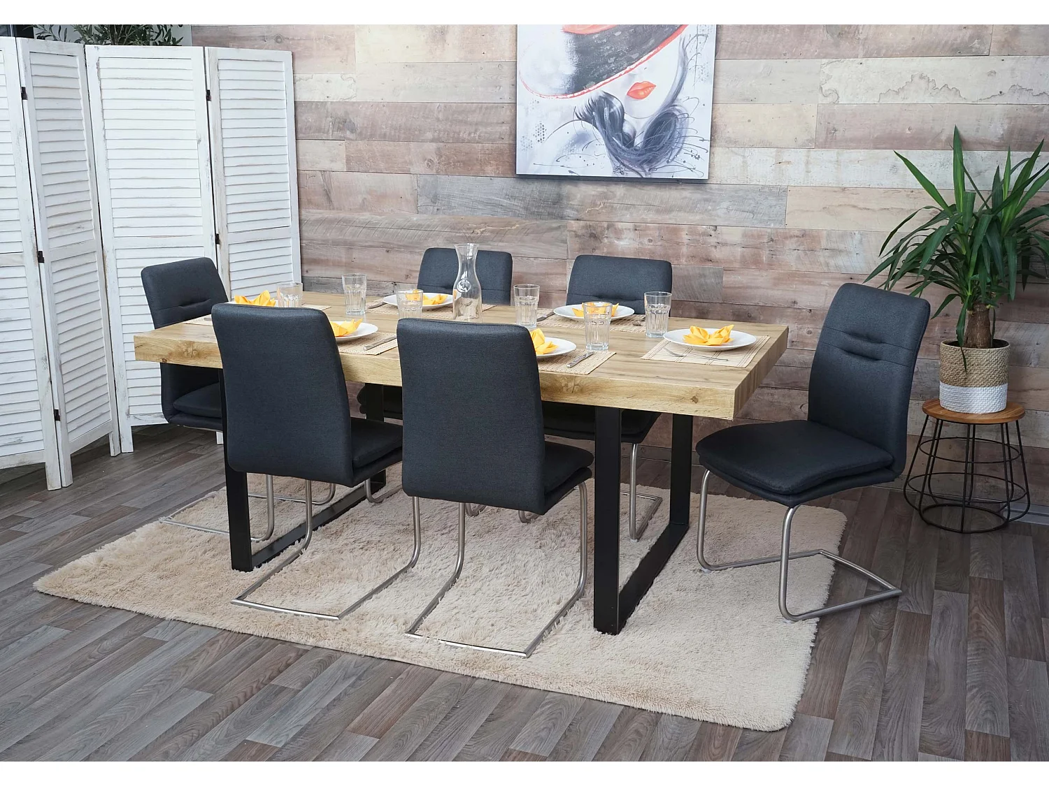 Chaise de salle à manger MCW-H70 (lot de 6),  gris foncé