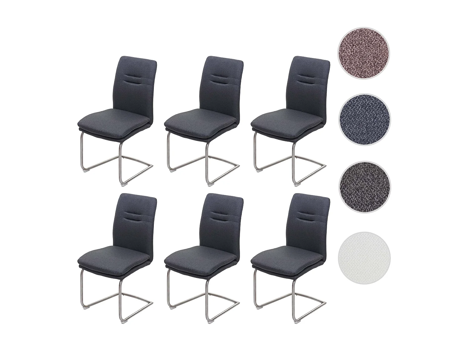 Chaise de salle à manger MCW-H70 (lot de 6),  gris foncé