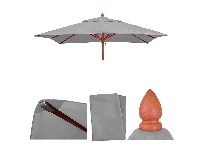 Telo copertura ricambio per ombrelloni quadrati MCW-C57 tessuto 240g/m² 3x3m grigio chiaro