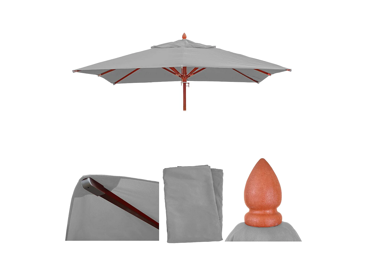 Toile de rechange pour parasol MCW-C57 3x3m,  gris clair