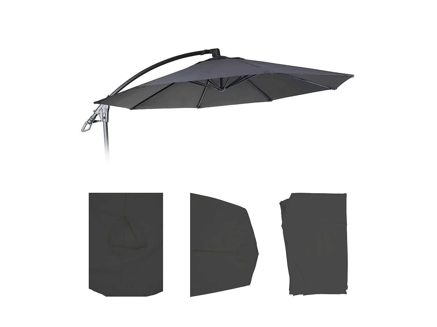 Toile de rechange pour Parasol déporté MCW-D14,  anthracite sans rabat