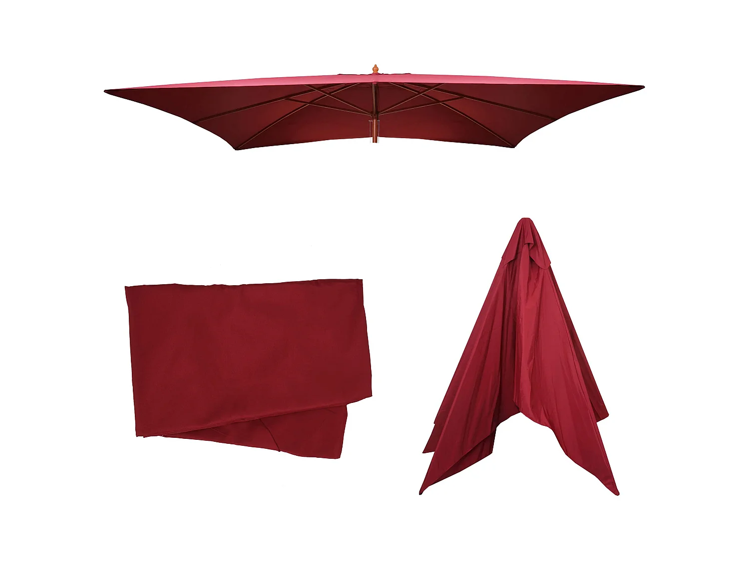 Toile de rechange pour parasol Lisbonne 3x4m,  rouge-bordeaux