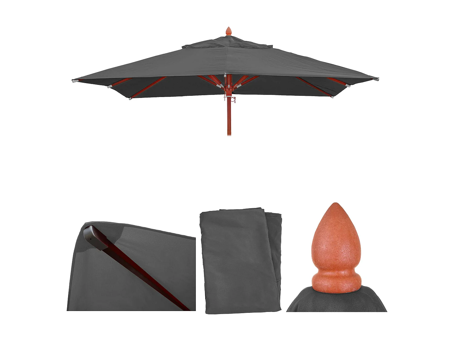 Toile de rechange pour parasol MCW-C57 3x3m,  anthracite