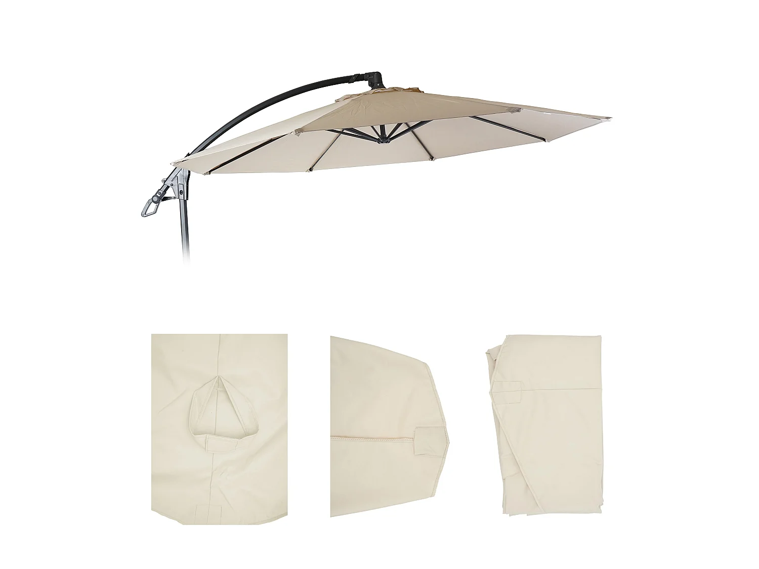 Toile de rechange pour parasol MCW-D14,  crème sans flap