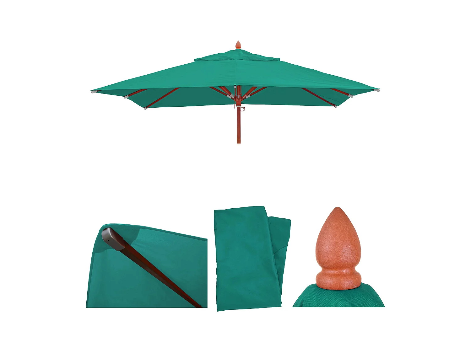 Toile de rechange pour parasol MCW-C57 3x3m,  bleu-vert