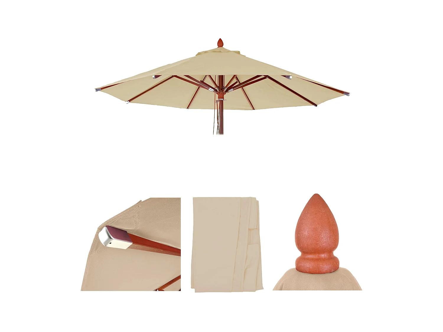 Toile de rechange pour parasol MCW-C57 Ø3m,  crème