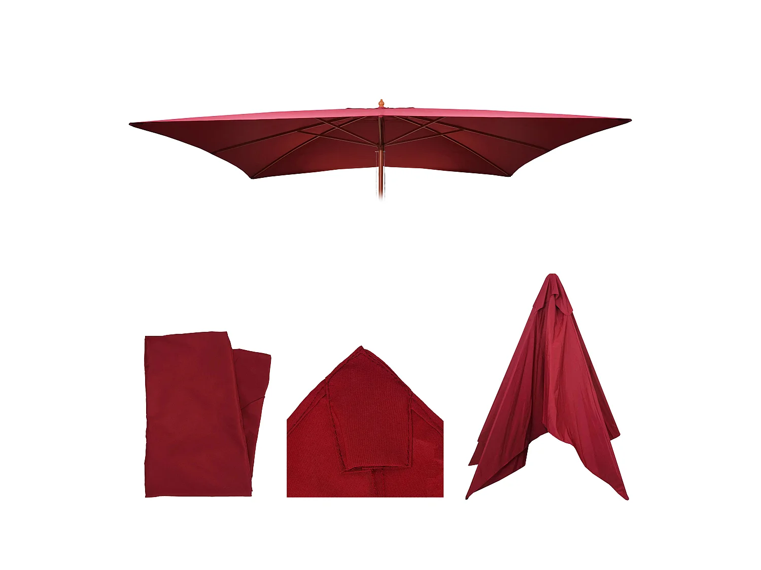 Toile de rechange pour parasol Lisbonne 2x3m,  bordeaux