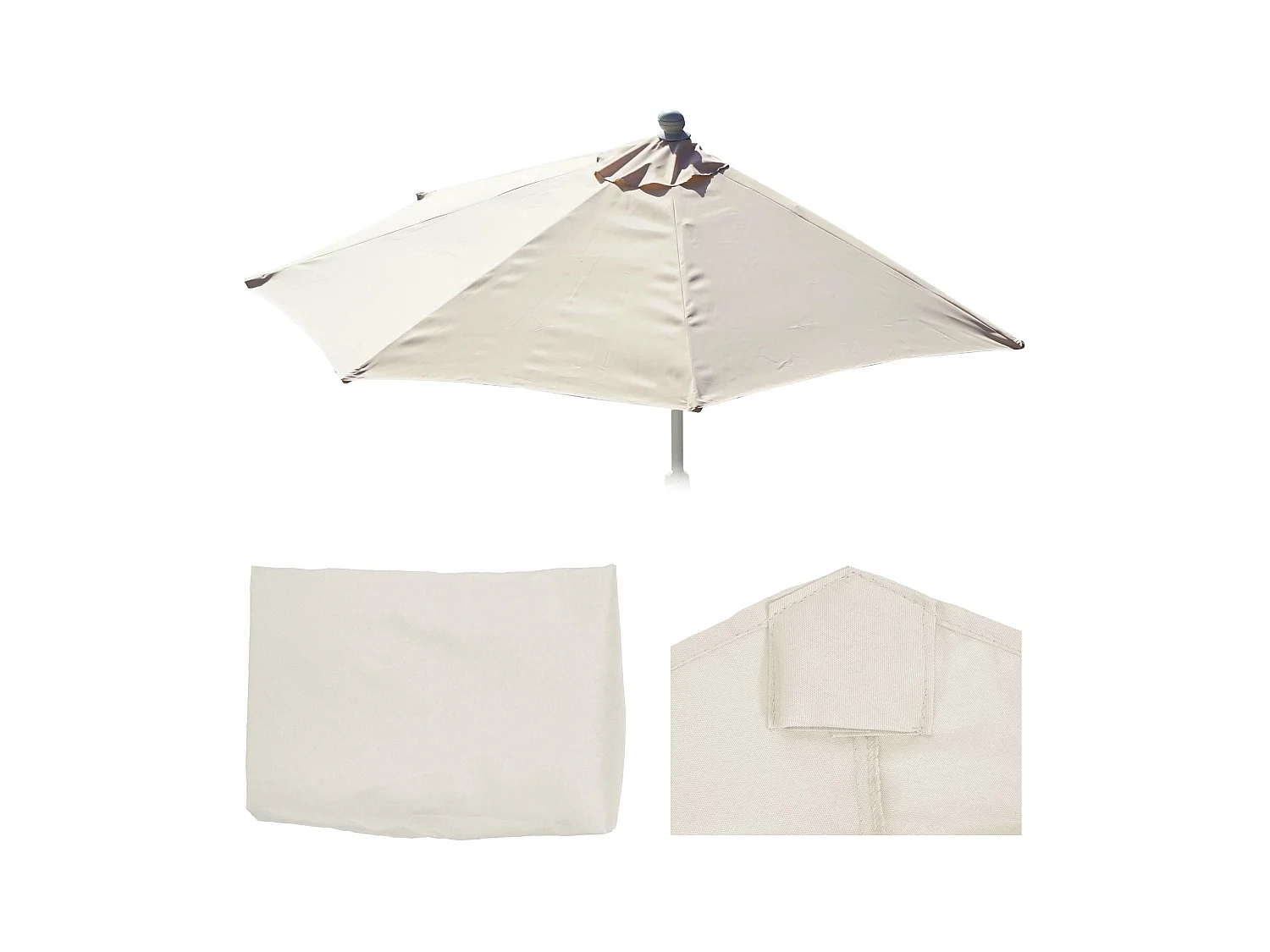 Housse pour parasol semi-circulaire Lorca,  crème