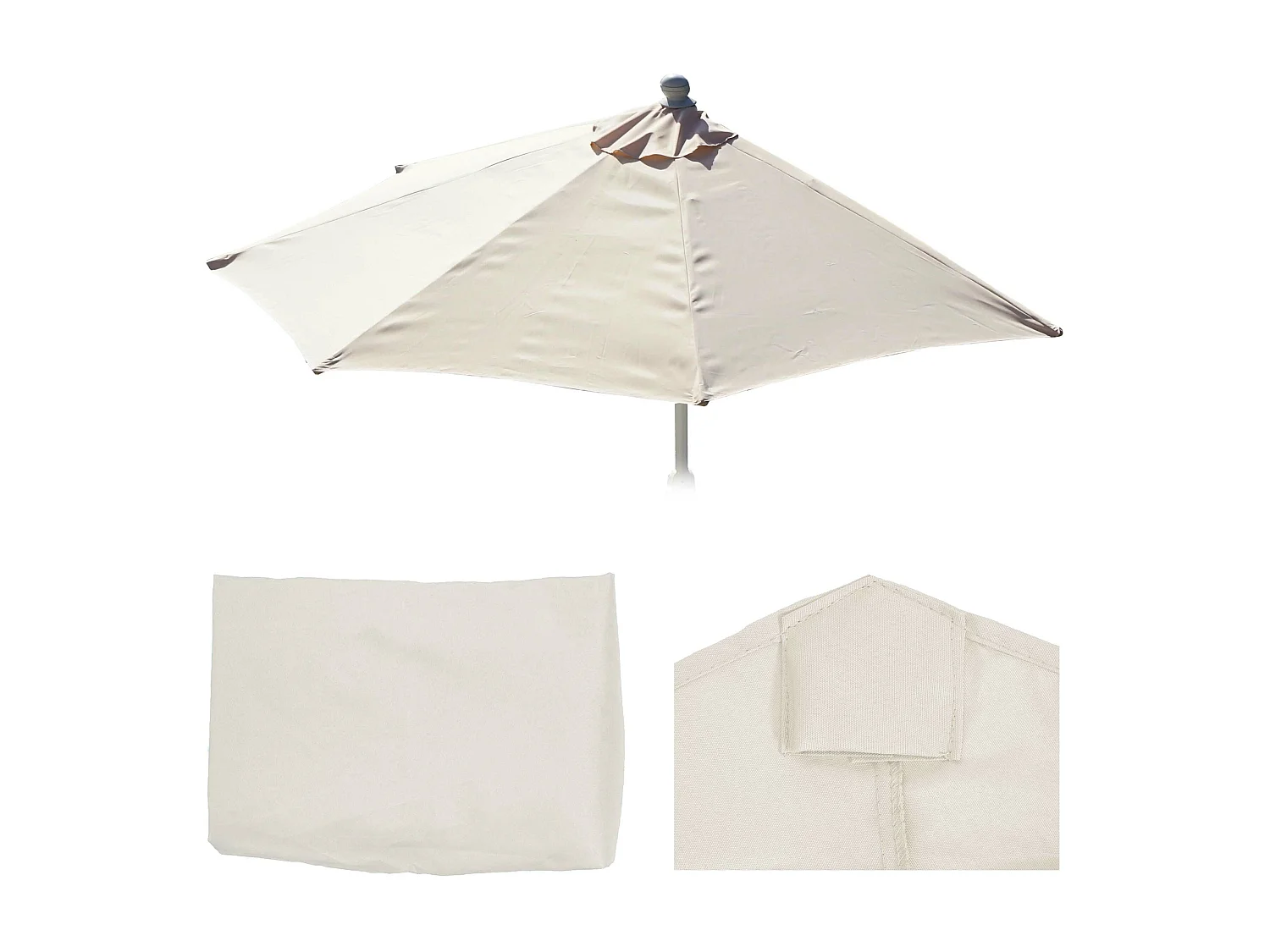 Housse pour parasol semi-circulaire Lorca,  crème