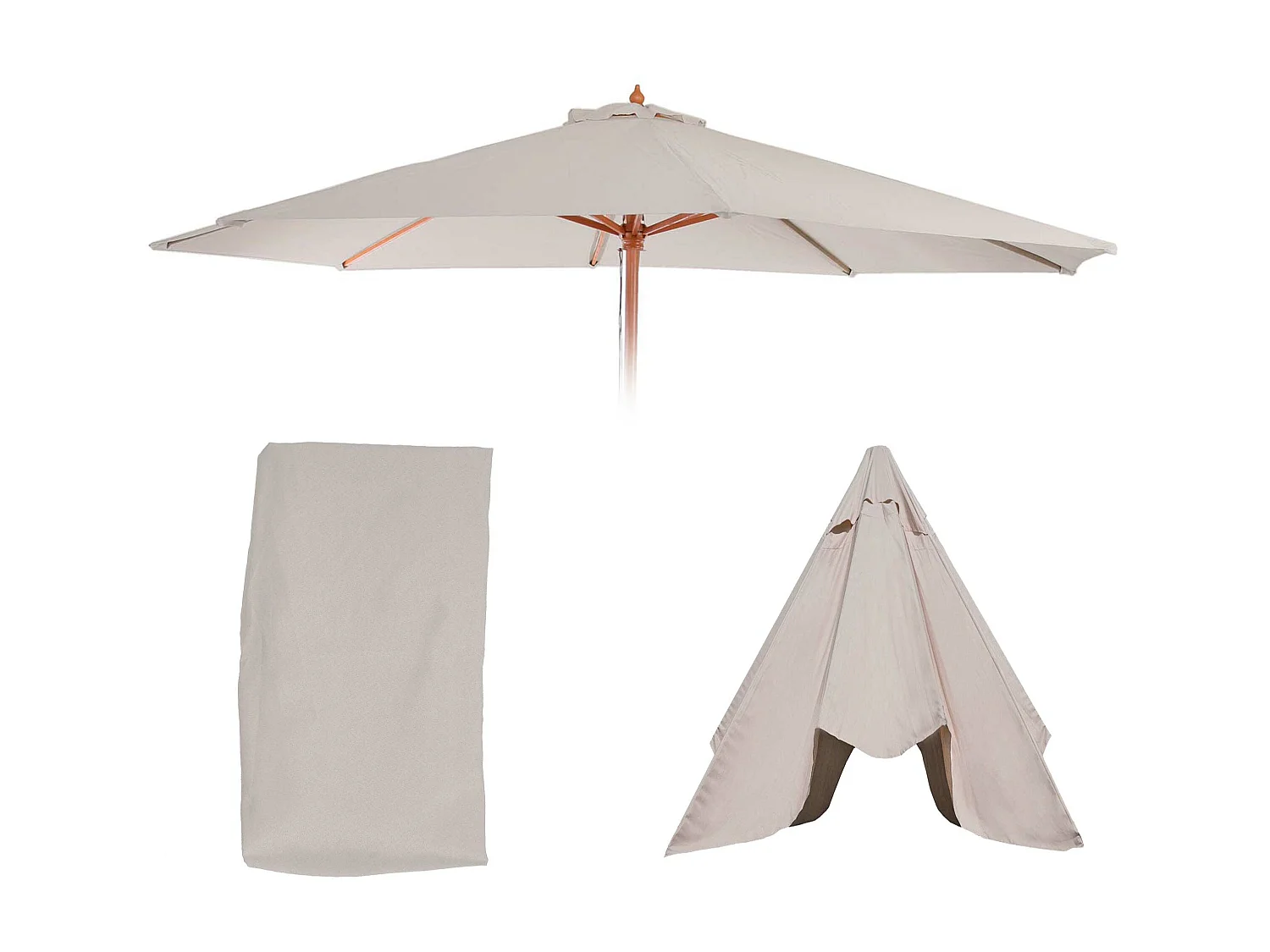 Telo copertura ricambio per ombrelloni rotondi Florida Ø 350cm ~ avorio