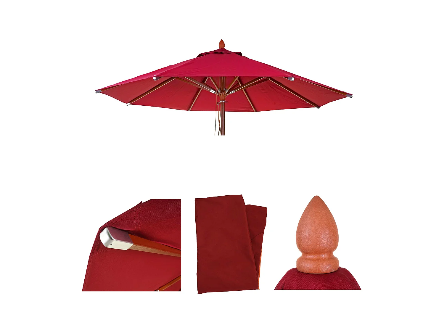 Toile de rechange pour parasol MCW-C57 Ø3m,  bordeaux