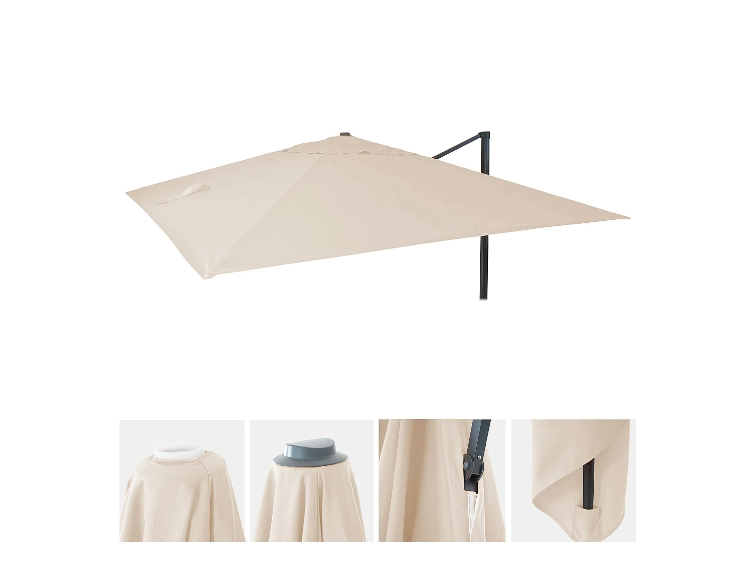 Toile de rechange pour parasol MCW-A96 3x3m,  crème