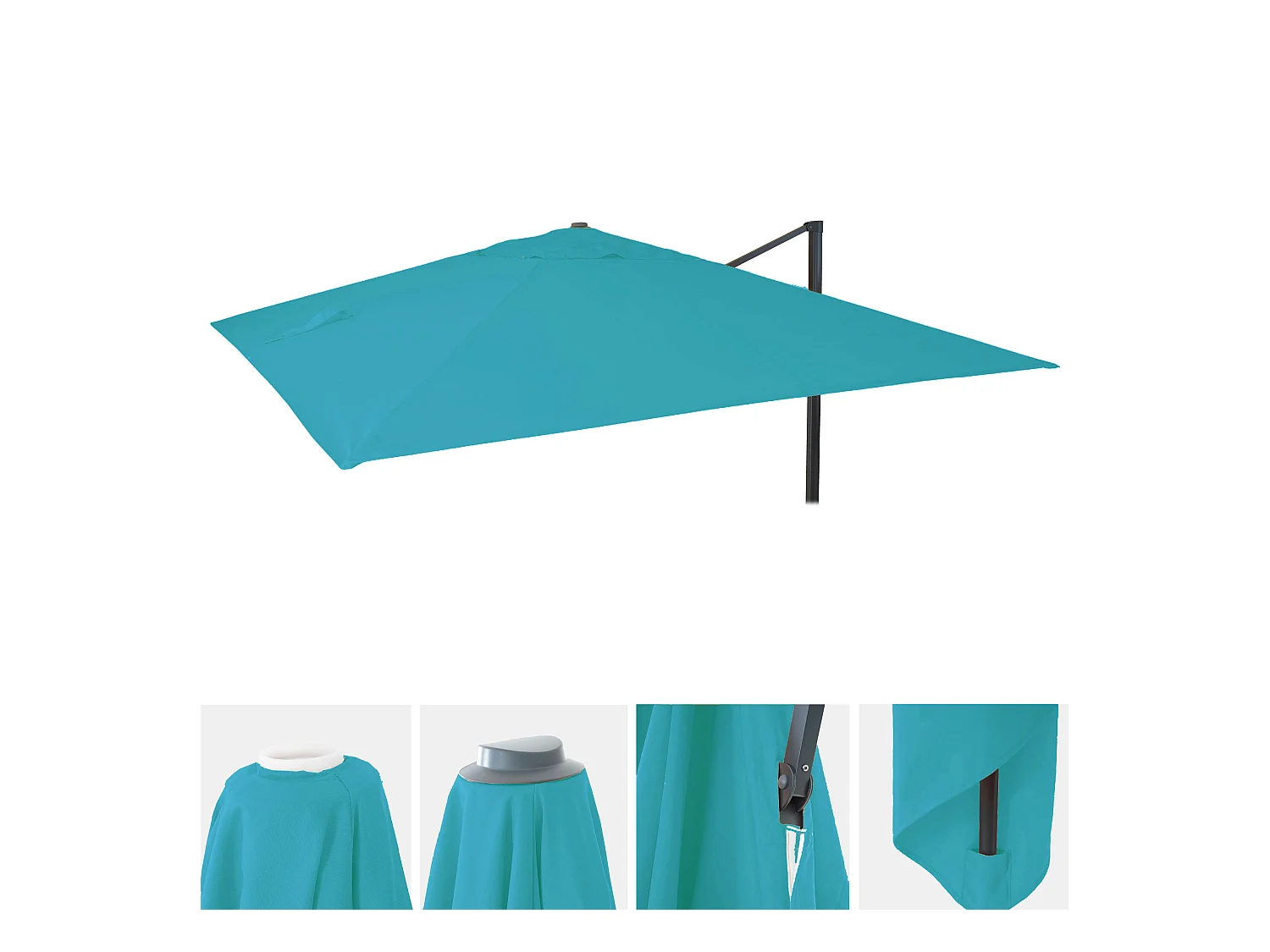 Housse de rechange pour parasol MCW-A96 3x4m,  turquoise