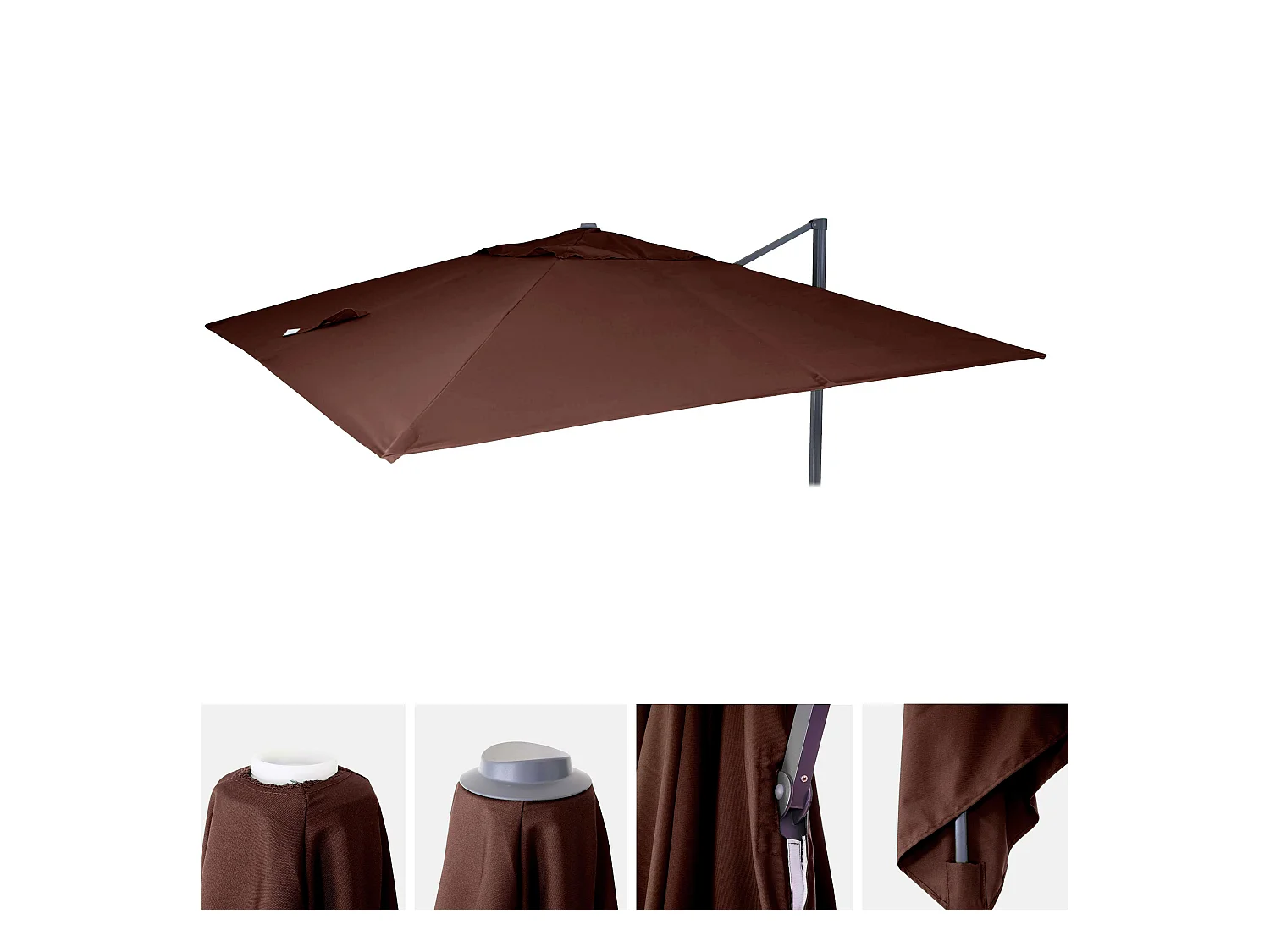 Toile de rechange pour parasol MCW-A96 3x3m,  marron