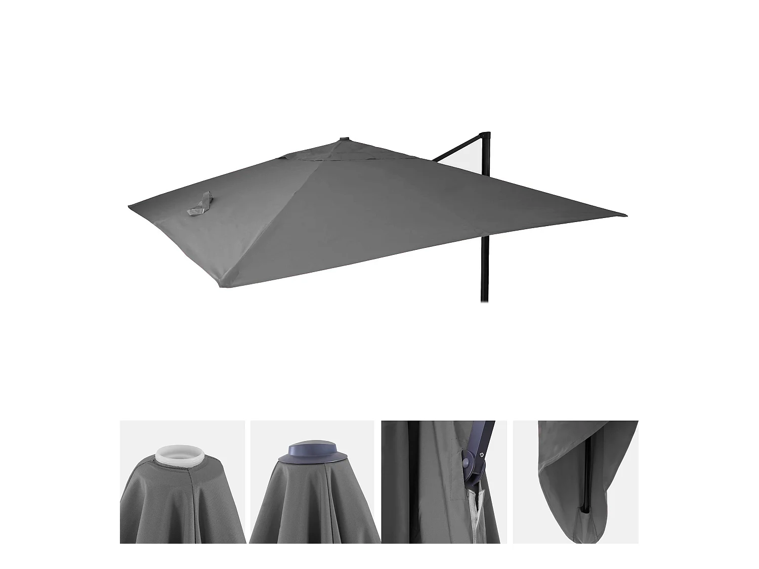 Toile de rechange pour parasol MCW-A96 3x4m,  anthracite