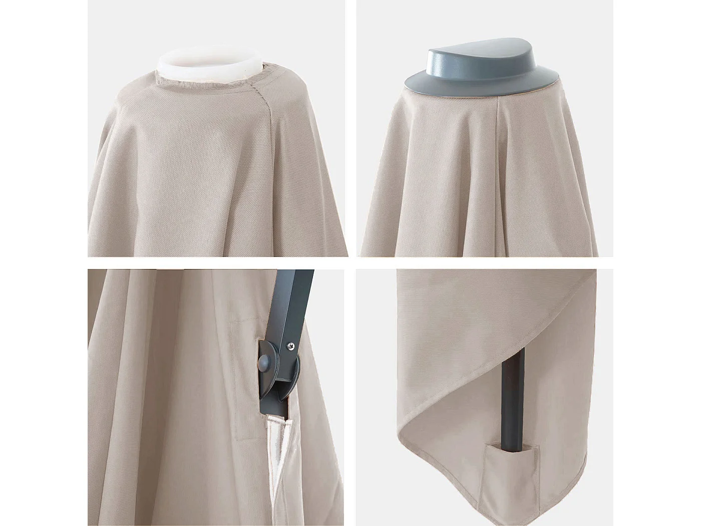 Toile de rechange pour parasol MCW-A96 3x4m,  gris crème