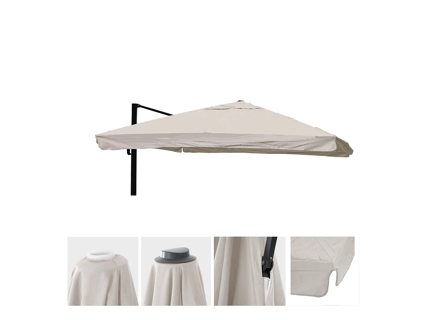 Toile de rechange pour parasol MCW-A96 3x4m,  gris crème
