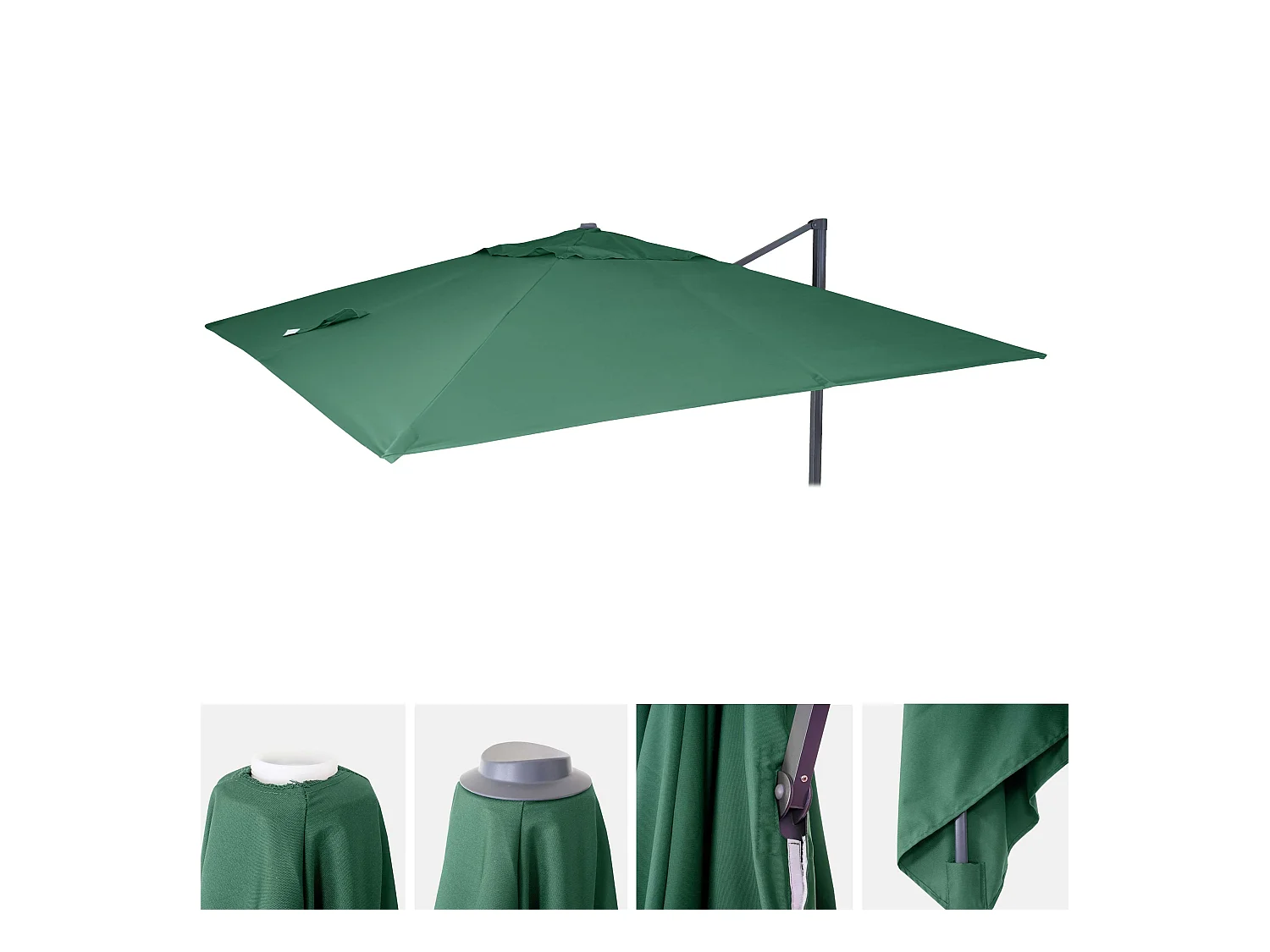 Toile de rechange pour parasol MCW-A96 3x3m,  vert foncé