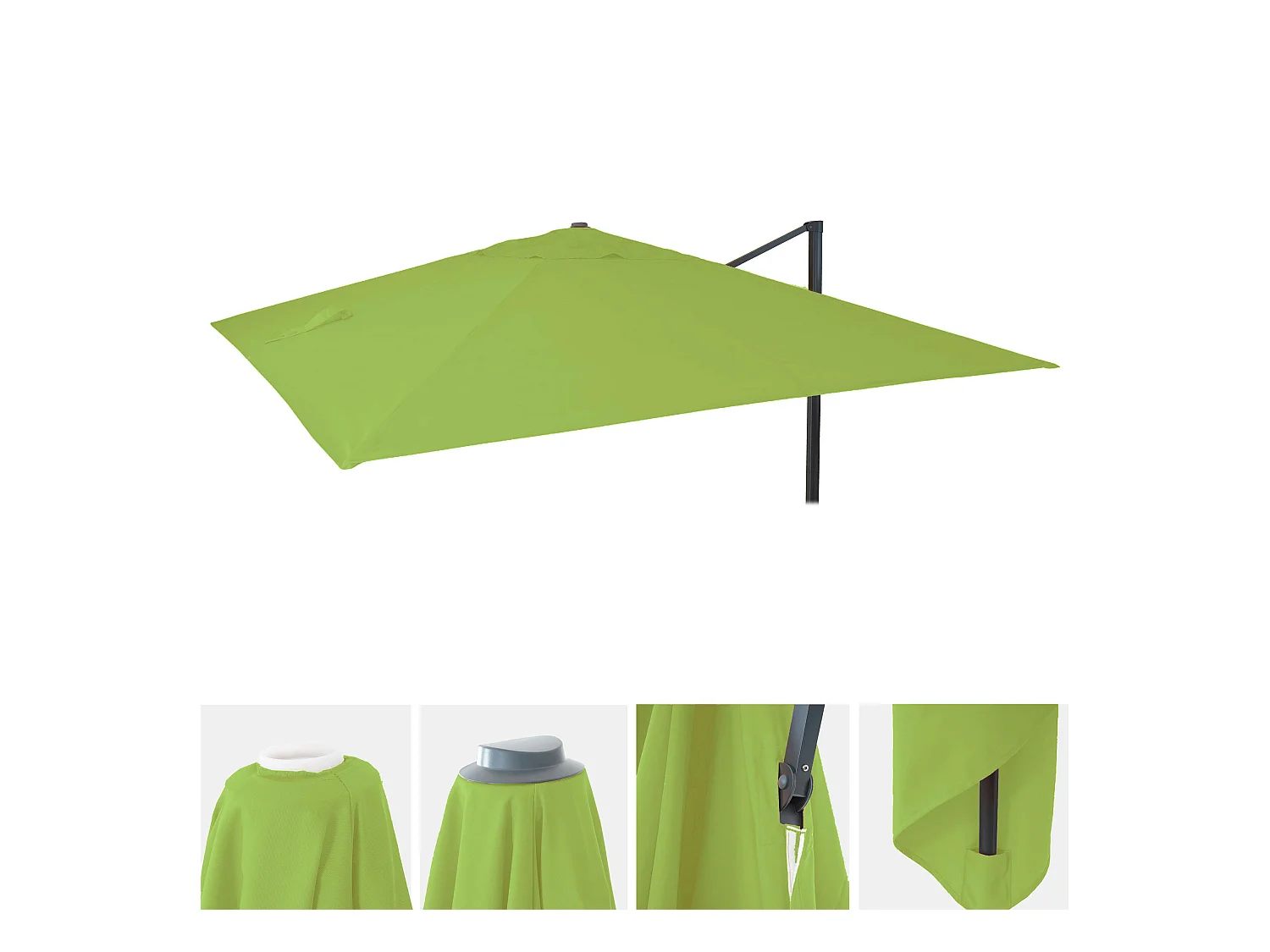 Toile de rechange pour parasol MCW-A96 3x3m,  vert clair