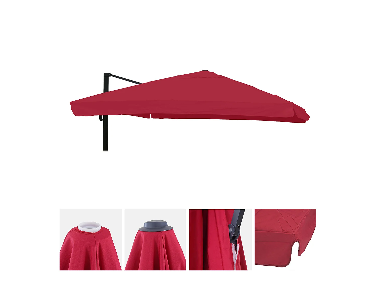Toile de rechange pour parasol MCW-A96 3,5x3,5m,  bordeaux