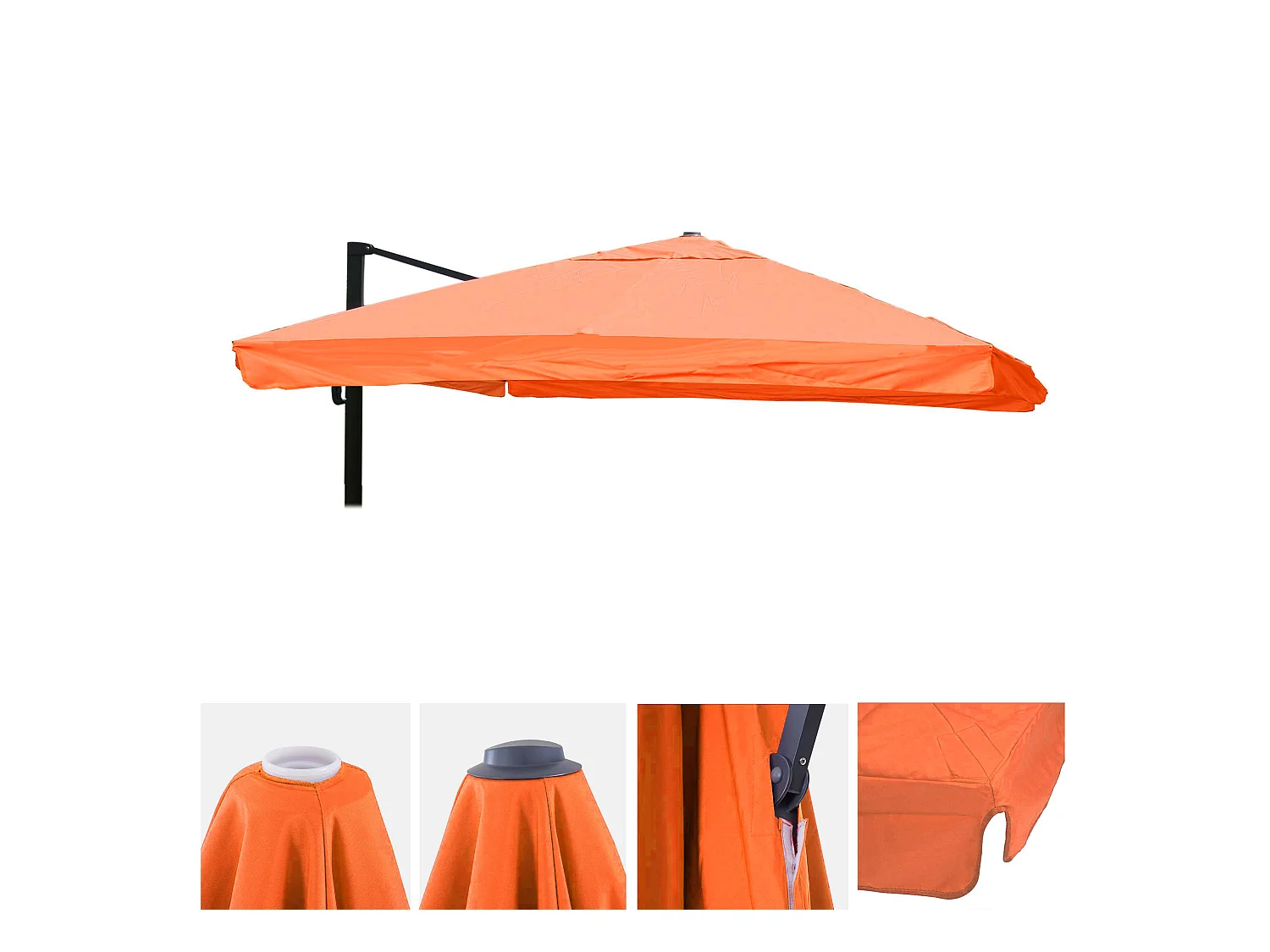 Toile de rechange pour parasol MCW-A96 3,5x3,5m,  terrecuite