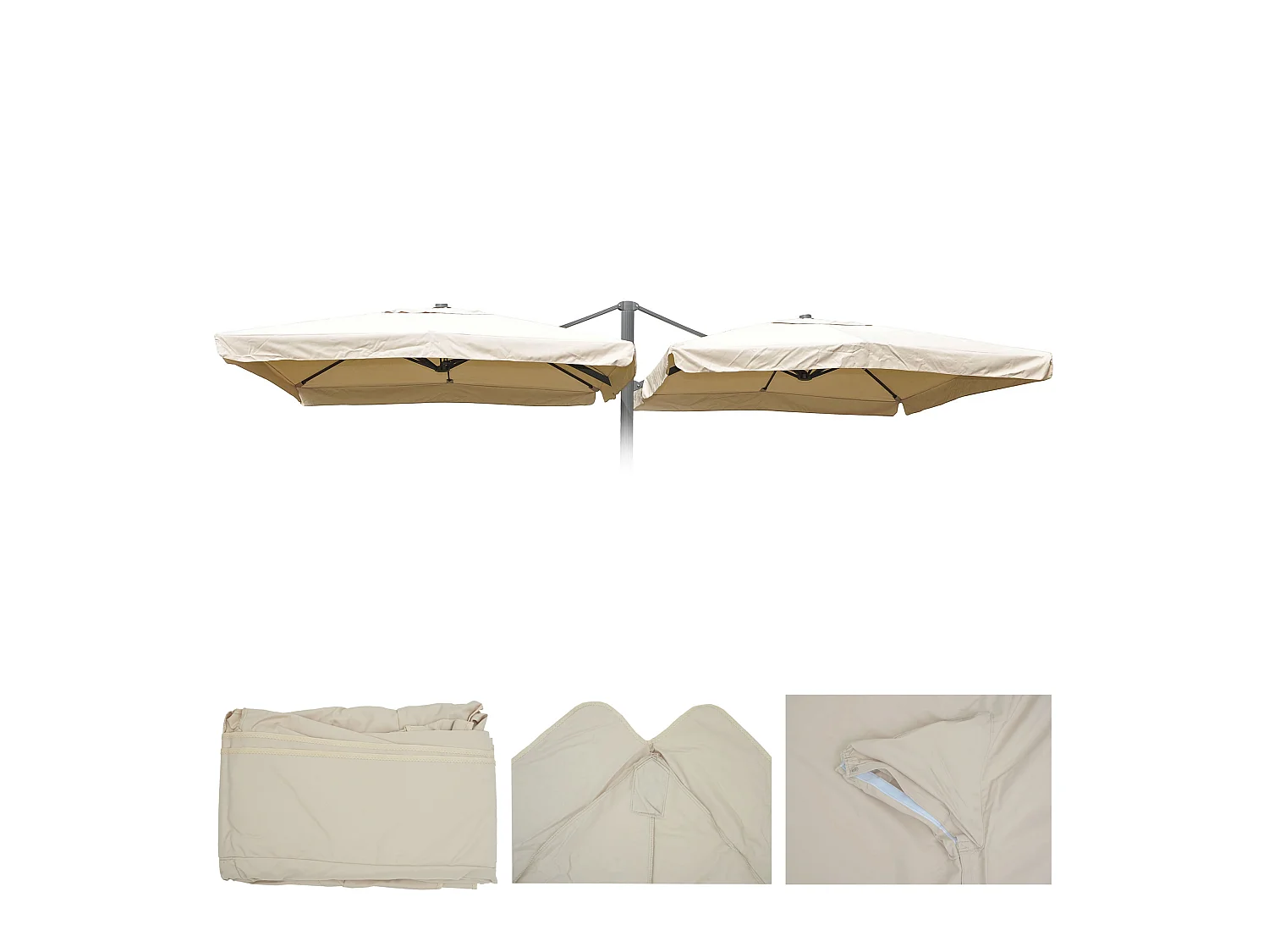 Housse de rechange pour parasol double T44,  crème avec flap