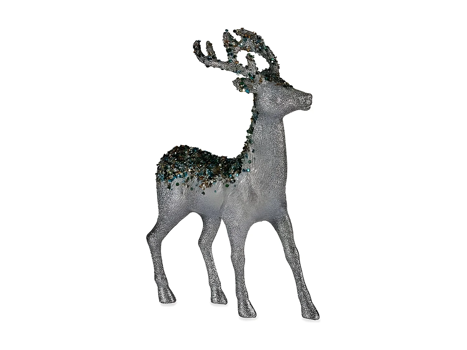 Figurine Décorative renne de noël Argenté Plastique 15 x 45 x 30 cm (2 Unités)