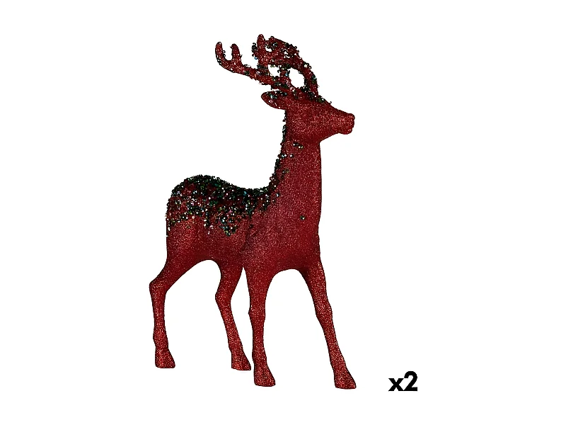 Figurine Décorative renne de noël Rouge Plastique 15 x 45 x 30 cm (2 Unités)