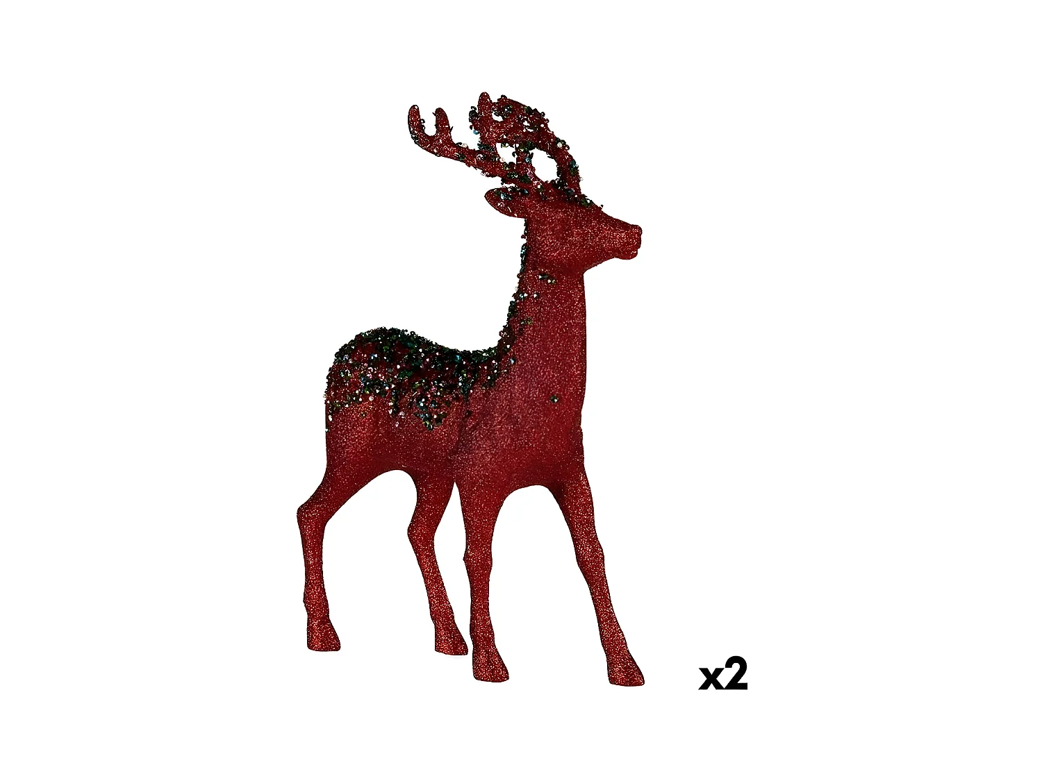 Figurine Décorative renne de noël Rouge Plastique 15 x 45 x 30 cm (2 Unités)