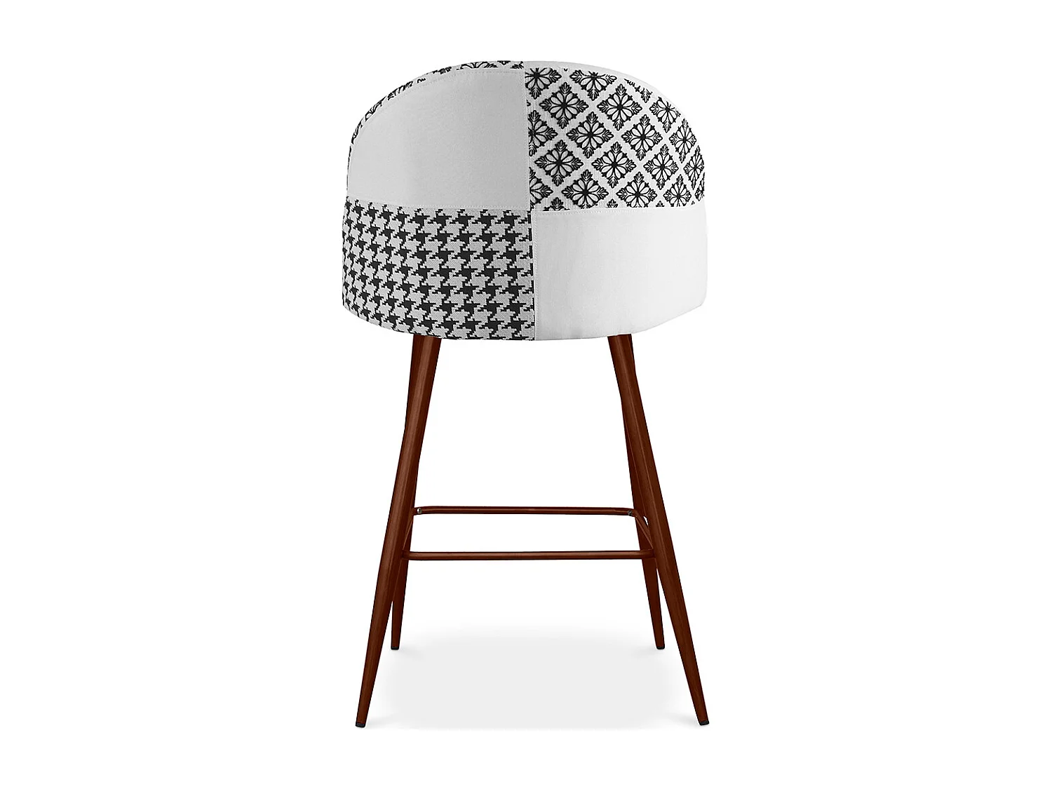 Taburete Tapizado en Patchwork - Estilo Escandinavo - Blanco y Negro - 66cm - Evelyne