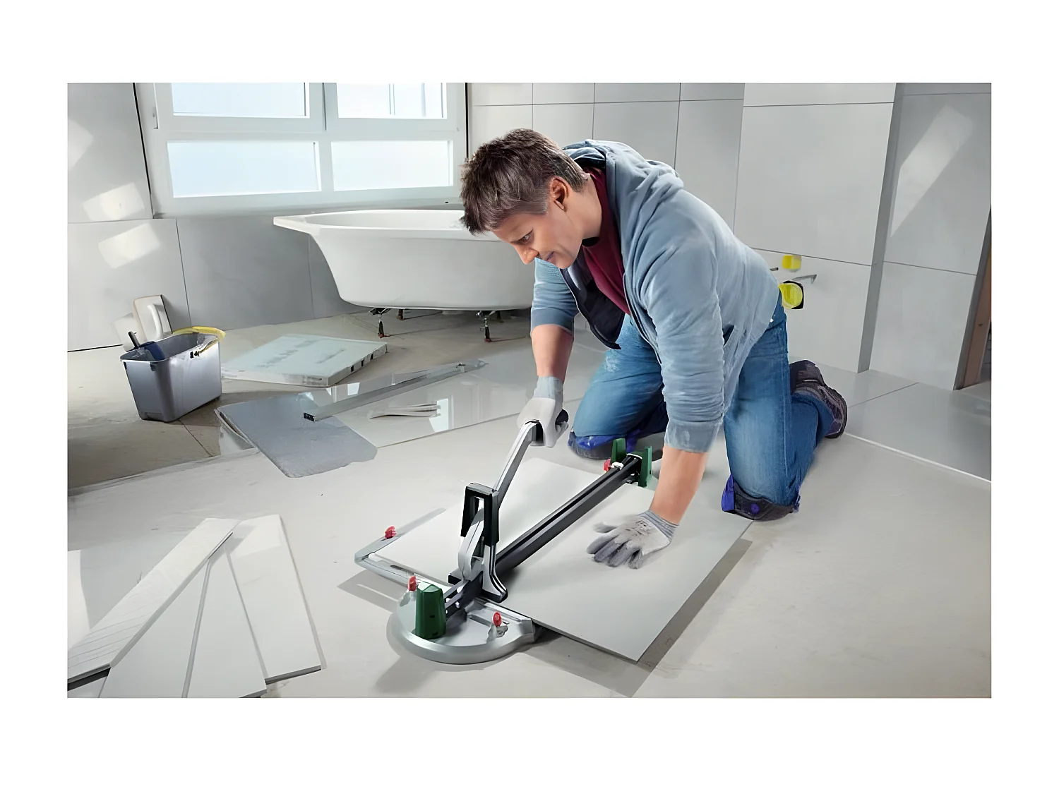 Tagliapiastrelle manuale Bosch - PTC 640 (Capacità di taglio 64 cm) - Taglio facile di piastrelle grandi