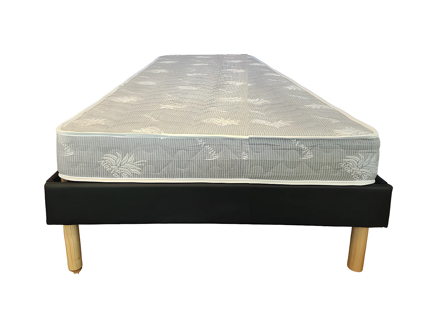 Matelas Mina + Sommier Gregory Noir 90x190 x 19,5 cm - une Face Soutien Souple et une Face Soutien Très ferme - reference Nina -  - rembourrage 100 % polesther - âme 100 % polyuréthane poli lattex HR Derniere Generation Indeformable - Tres Respirant