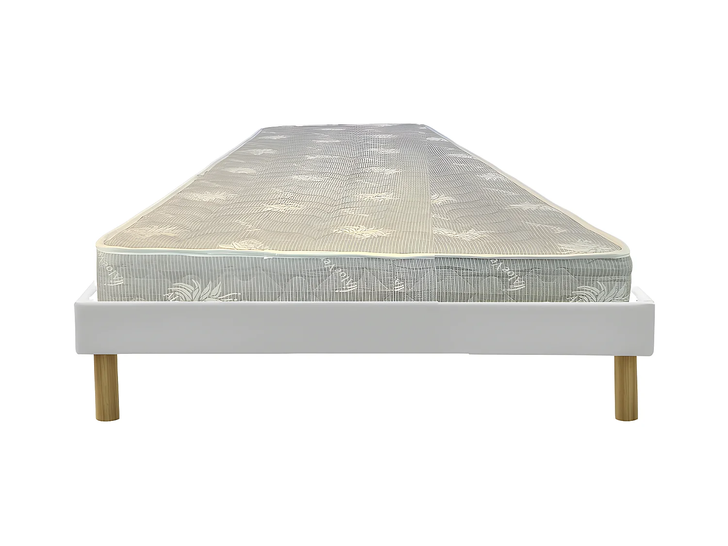 Matelas Mina + Sommier Gregory Blanc 90x190 x 19,5 cm - Une Face Soutien Souple et Une Face Soutien Ferme - Reference Nina - Tissu a  - rembourrage 100 % polesther - âme 100 % polyuréthane poli lattex HR Derniere Generation Indeformabl