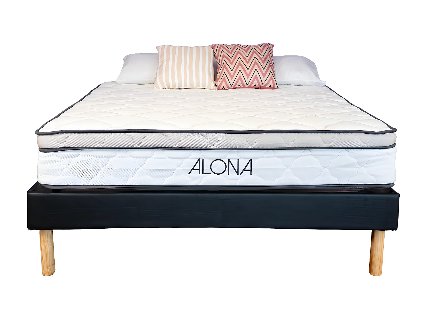 Matelas King of Dreams + sommier Noir Alona 120x190 cm - 25,5 cm - - Accueil Moelleux