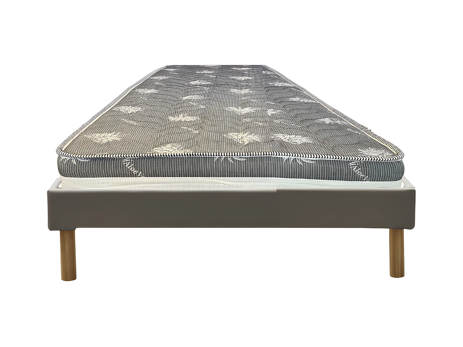 Matelas + sommier Gris  80x200 x 22 cm - Très ferme - Face Hiver Laine - ame rembourrage 100 % polesther - âme 100 % polyuréthane poli lattex Haute Densite -