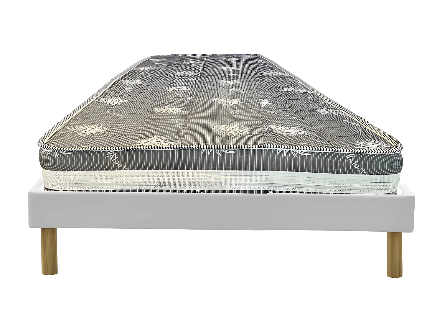 Matelas + sommier blanc  70x190 x 22 cm - Très ferme - Face Hiver Laine - ame rembourrage 100 % polesther - âme 100 % polyuréthane poli lattex Haute Densite -