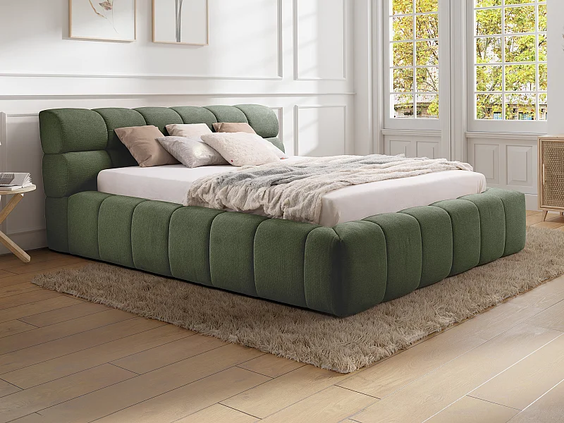 Letto con contenitore 160 x 200 cm Tessuto Verde  - FORVIK di PASCAL MORABITO