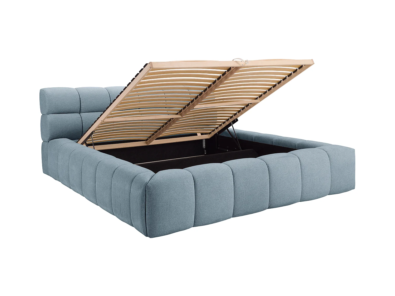 Lit coffre 160 x 200 cm - Tissu - Bleu ciel - FORVIK de Pascal Morabito