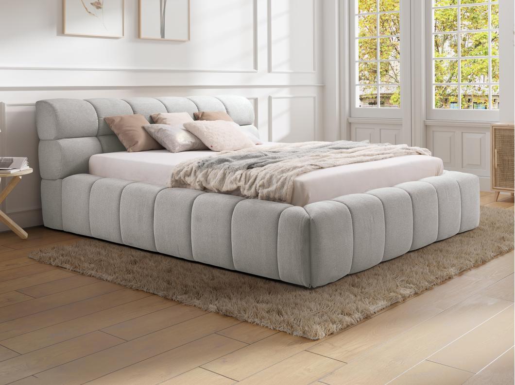 Letto con contenitore 160 x 200 cm Tessuto Grigio  - FORVIK di PASCAL MORABITO